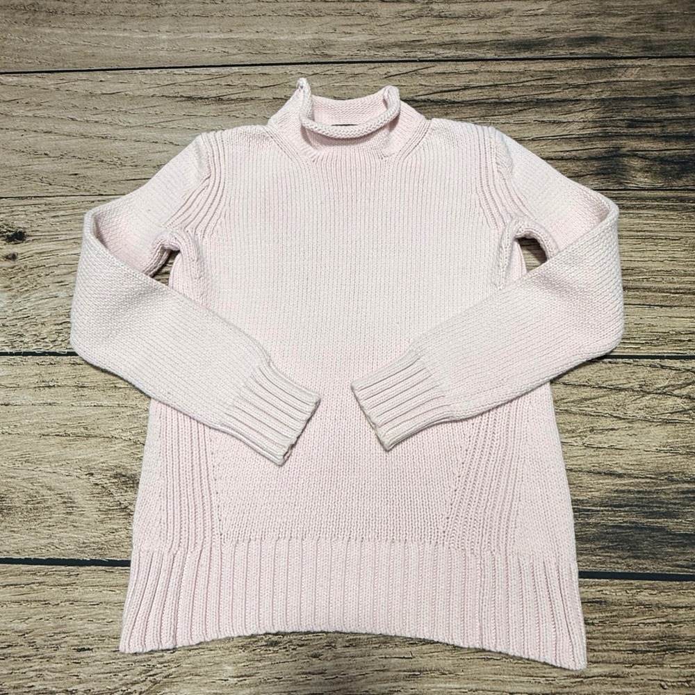 J.Crew Always Roll Neck Sweater Womens XXS Pink Ribbed Knit Mock Neck